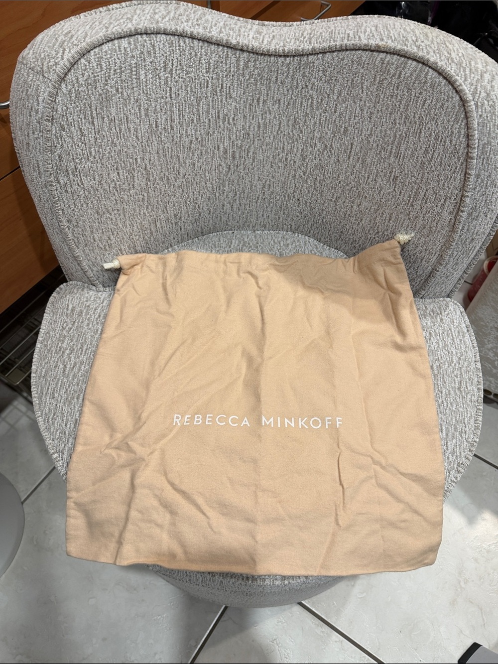 Rebecca Minkoff Light Beige Drawstring Dust Bag